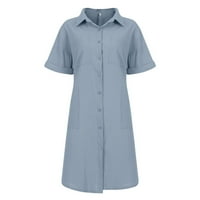 Atinetok haljine za ženske ležerne pune veličine pamučna posteljina pamučna majica spušta se obična