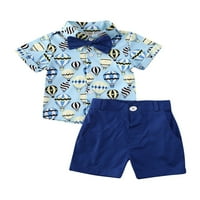 Izhansean ljetni mali dječji dječji odjeću za životinje Košulje vrhovi kratkih hlača Outfits plave 2-