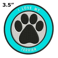 Love Moj terijer 3,5 Željeznični ili šivanje vezene patch novost - obiteljski pas pas pasmine životinje