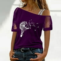 Ženska ljetna majica Crew Crt SOLID kratki rukav pulover vrhove ljubičaste 4xl
