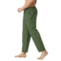 Muške posteljine jogger hlače Čvrsta boja za vuču elastične struke radne pantalone sa džepovima casual