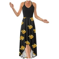 Maxi haljine za žene džep kratkih rukava Ležerne cvjetne tiskarske plaže Dugotrajno za žene