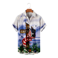 Američka ljetna patriotska havajska majica za muškarce 4. jula majice kratkih rukava s majicama za djecu