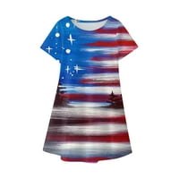 Djevojka četvrti julske američke zastave zvijezde Stripes Patriotsko midi tenk 5years Toddler Baby haljina