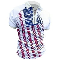 Američka zastava Trupljene majice za muškarce Muške majice, ljetne kratke rukave polo majica bijela
