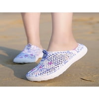 Daeful Womens Sandale Slip na vrtnim cipelama Ljetne klompe Kuća cvijet Ispis Lagane papuče na plaži Purple 8.5