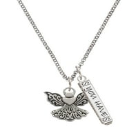 Delight nakit Silvertone Angel sa srčanim silvertom uživo u životu koji ste zamislili ogrlicu od šare,