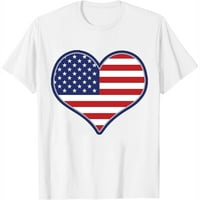 Zastava u srcu oblika Ženska grafička majica kratkih rukava sa stilskim printom - udoban i trendi ljetni