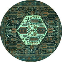 Ahgly Company Zaodni okrugli medaljon tirkizni plavi tradicionalni prostirci, 8 'runda