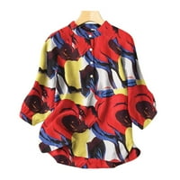 Adviicd bluze za vježbanje za žene cvjetne ispisne bluze za žene Crewneck košulje od puffnih rukava
