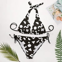 Geometrijski šareni oblici Ženski Halter String Triangle Bikini setovi dva seksi kupaći kostimi