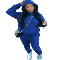 Cindysus Womber dva odjeća za jogging s dugim rukavima Atletski hoodie duks za ženske zimske salone casual setovi plavi m