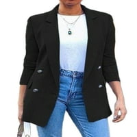 Dame Business Jackets Solid Boja Blazer s dugim rukavima Kardigan jakna Labavi bluže ured Crni 4XL