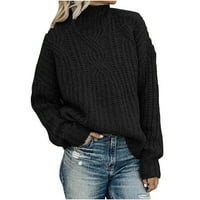 Dugi modni džemper pleteni džemper ženski outleneck s pušćivim rukavom