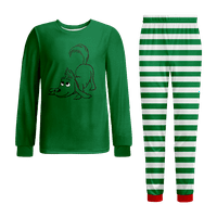 Porodica koja se podudaraju sa božićnim pidžamama postavlja Grinch Stripe veličine printa za decu i