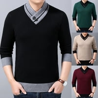 Fusipu muški džemper v Pletene izrezom Kontrastni bojama labav proljetni džemper za svakodnevno trošenje