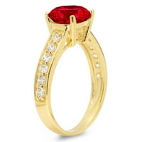 2.18ct okrugli rez ružičasti simulirani turmalin 14k žuto zlato graviranje izjava bridalna godišnjica Angažovanje vjenčanog prstena veličine 4
