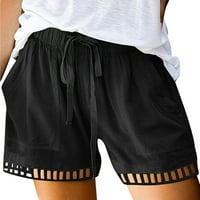 Žene Ležerne prilike pamučne platnene kratke hlače Comfy elastični visoki struk Bermuda kratke hlače