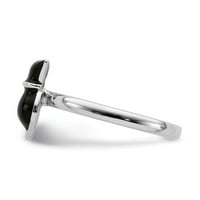 Sterling Silver Spacking izrazi polirani crni emajlirani mačji prsten veličine: 9; za odrasle i tinejdžere; Za žene i muškarce