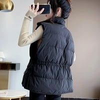 SoftMallow jakne za žene, ženski džepni prsluk kratka jakna zimska bez rukava sa ovratnikom na ogrlicu