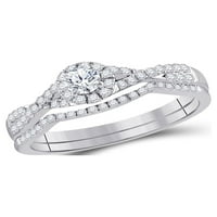 14kt bijeli zlatni dijamantski okrugli bridalni vjenčani prsten set CTTW