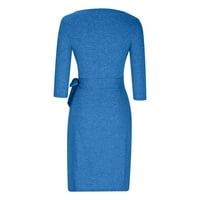 Voncos Sunkes za ženska haljina za zabavu polka dot kratki rukav struk V-izrez Dress Blue 8