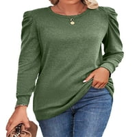Ženska majica dugih rukava Comfy Work Majica Solid Color Plain Loungeward Pulover TOPS kava