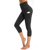 Podplug Capri hlače za žene, žene vježbaju džepne tajice Fitness Sportski trčanje joga obrezane hlače