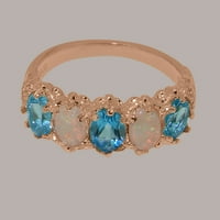 Britanci napravio 18k ružičasto zlato prirodno plavo topaz i opal ženski vječni prsten - Opcije veličine - veličine 4,25