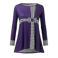 Entyinea Womens Plus veličine Ležerne prilike Crew Neck Odštampana majica Midleve Flowy Thirt Purple XL
