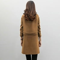 Žene pune boje vunene boje kaput rever dvostruka jakna s dugim rukavima otvorena prednja odjeća zimski