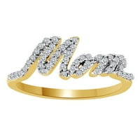 0. CTTW okrugli rez bijeli prirodni dijamantski mamin solitaire prsten u 10K čvrstog žutog zlata-5.5