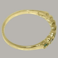 Britanci napravio 14k žuto zlatni prsten sa kubičnim cirkonijom i prirodnim smaragdnim ženskim vječnim