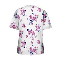 TAWOP grafički USA majice ugrađene u grudnim vrhovima rezervoara za žene cvjetno-print kratkih rukava