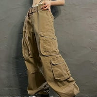 Dabuliu ženske torbe s niskim strukom teretna hlače modna trendi labava široka noga estetika hlače sa
