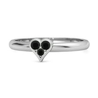 Pjenušava srce u obliku srca 0. CT Black Spinel Sterling Srebrna ženska prstena