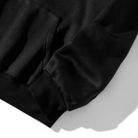 Duksevi za Leey-World Muške pune zip crewneck džemper za muškarce sa logotipom skripte crne, m