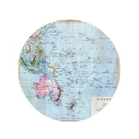 Okrugli ručnik za plažu Boja šarena karta Okeanije Ostrva Oceania Okruženi stari vintage putni krug