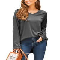 Niveer žene predimenzionirani V-izrez dugih rukava bluza s dugim puloverma majica Dame Ležerna baggy