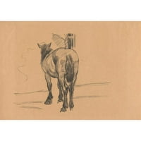Robert Polhill Bevan Black Ornate Wood Framed Double Matted Museum Art Print pod nazivom: skica konja