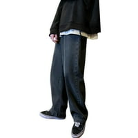 Siva mužjaka Ležerna moda plus veličine Labavi elastični struk Jeans Street Wide noga pantalone