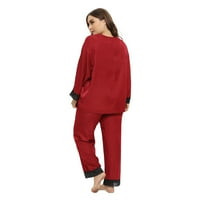 Ženska pidžama set mekog V izrez za spavanje na dugim rukavima i hlače Loongeward Overged Proverice