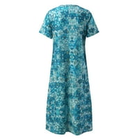 Xinqinghao ljetne haljine za žene casual v izrez kratki rukav boho cvjetna tiskana plaža dnevno zabava