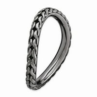 Izrazi srebrne boje sterling polirane crne ploče od valnog prstena: 5; za odrasle i tinejdžere; Za žene