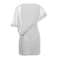 Haljine za žene Udoban visoki struk ženski rukavac okrugli izrez A-line ispisana zabava ljetna haljina siva l