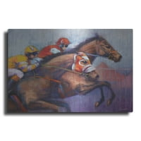Luxe Metal Art 'Horse Steeplechase Race' by Robert Campbell, Metalna zida Art, 16 x12