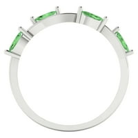 0. CT Sjajni markizni rez simulirani zeleni dijamant 18k bijeli zlatni nosač za slaganje SZ 9,75