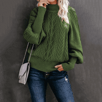 Džemper za žene Jednobojni labavi dijagonalni ovratnik dugih rukava Pleteni džemper S-3XL
