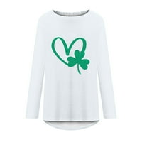 Buigttklop majice s dugim rukavima za žensko čišćenje Plus Veličina St. Patrick's Day Ženske dame Okrugli