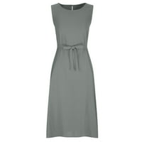 Stamzod haljine za žene modni ljetni kauzalni okrugli vrat kratka haljina na rukavu sivi xl